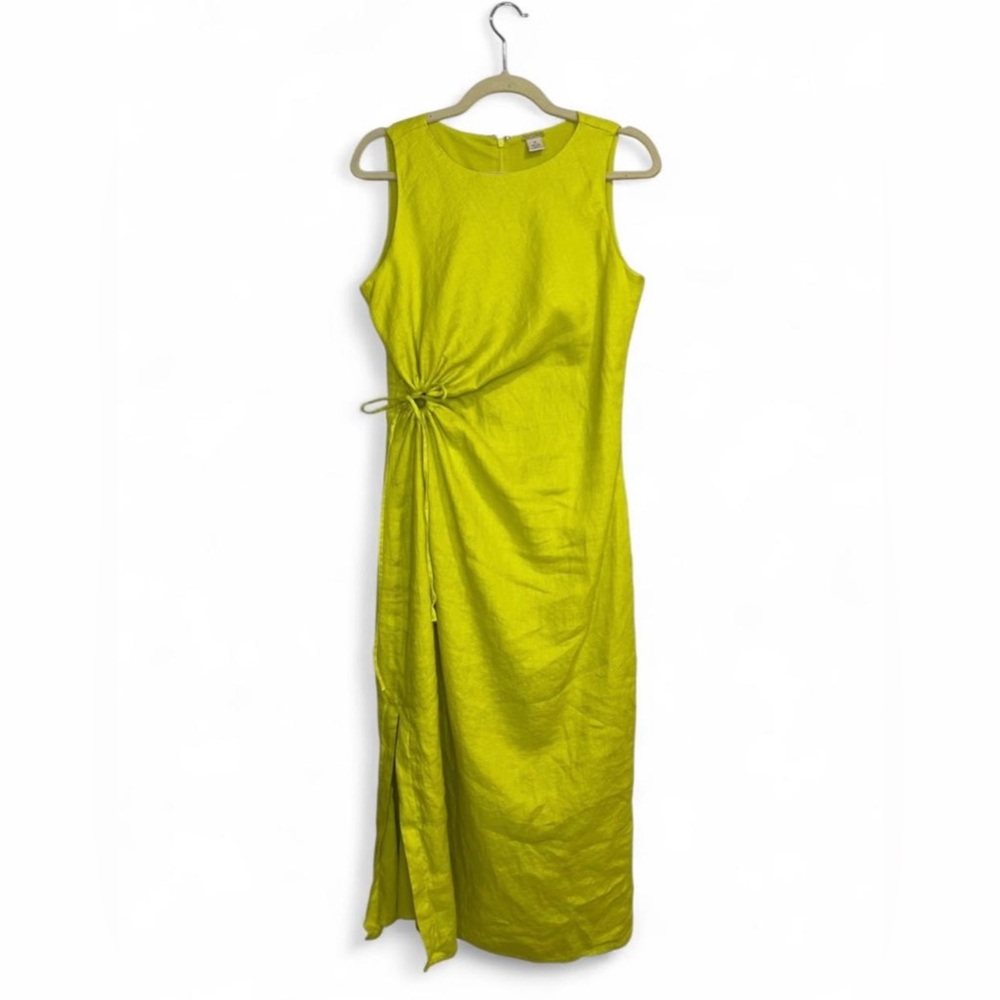 Magaschoni LinenVibrant Green Yellow Maxi Dress